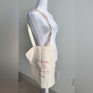 American Vintage Off White Tote with Wine red Script